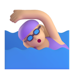 女生游泳：中等浅肤色