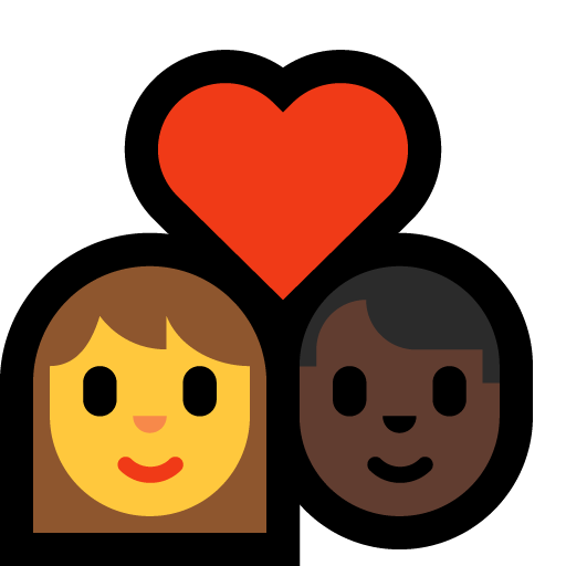 Koppel met hart - Vrouw: Zonder Huidskleur, Man: Donkere Huidskleur
