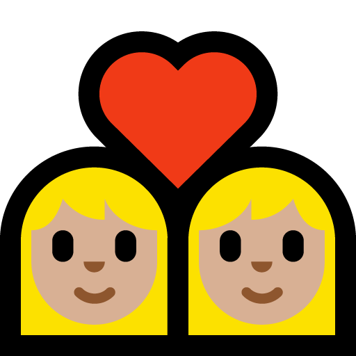 Koppel met hart: Vrouw, Vrouw, Middellichte Huidskleur