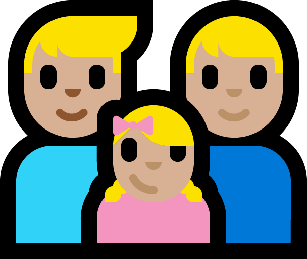 Familie - Man: Middellichte Huidskleur, Man: Middellichte Huidskleur, Meisje: Middellichte Huidskleur