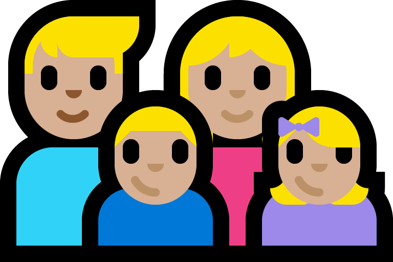 Familie - Man: Middellichte Huidskleur, Vrouw: Middellichte Huidskleur, Jongen: Middellichte Huidskleur, Meisje: Middellichte Huidskleur