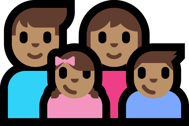 Familie - Man: Gemiddelde Huidskleur, Vrouw: Gemiddelde Huidskleur, Meisje: Gemiddelde Huidskleur, Jongen: Gemiddelde Huidskleur