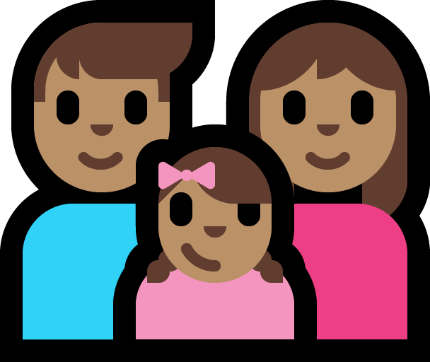 Familie - Man: Gemiddelde Huidskleur, Vrouw: Gemiddelde Huidskleur, Meisje: Gemiddelde Huidskleur