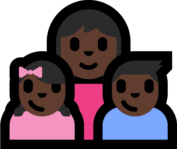 Familie - Vrouw: Donkere Huidskleur, Meisje: Donkere Huidskleur, Jongen: Donkere Huidskleur