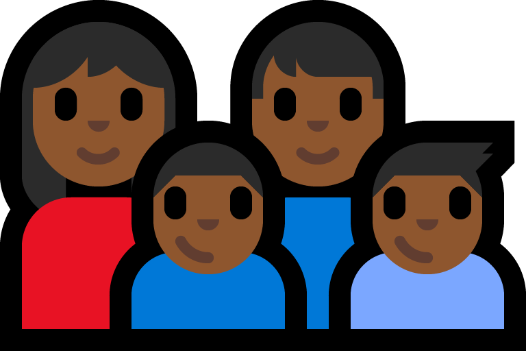 Familie - Vrouw: Middeldonkere Huidskleur, Man: Middeldonkere Huidskleur, Jongen: Middeldonkere Huidskleur, Jongen: Middeldonkere Huidskleur