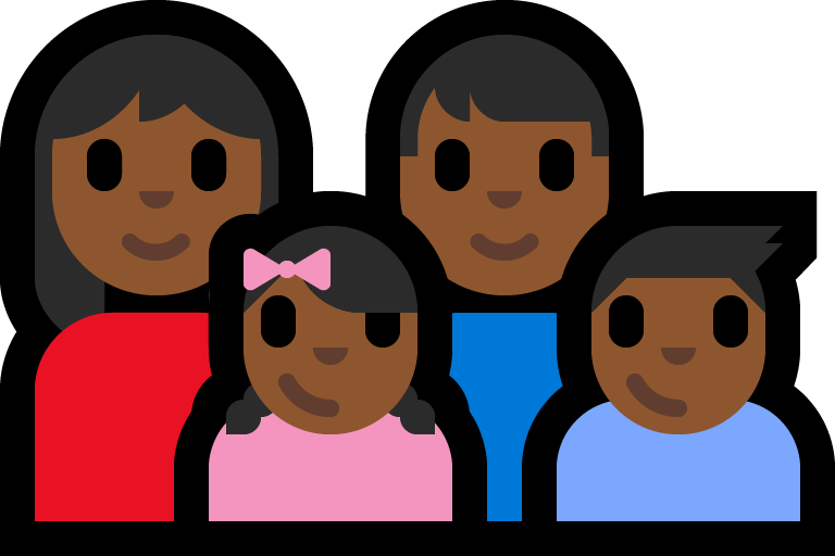 Familie - Vrouw: Middeldonkere Huidskleur, Man: Middeldonkere Huidskleur, Meisje: Middeldonkere Huidskleur, Jongen: Middeldonkere Huidskleur