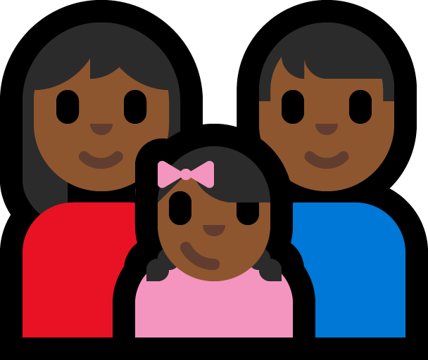 Familie - Vrouw: Middeldonkere Huidskleur, Man: Middeldonkere Huidskleur, Meisje: Middeldonkere Huidskleur