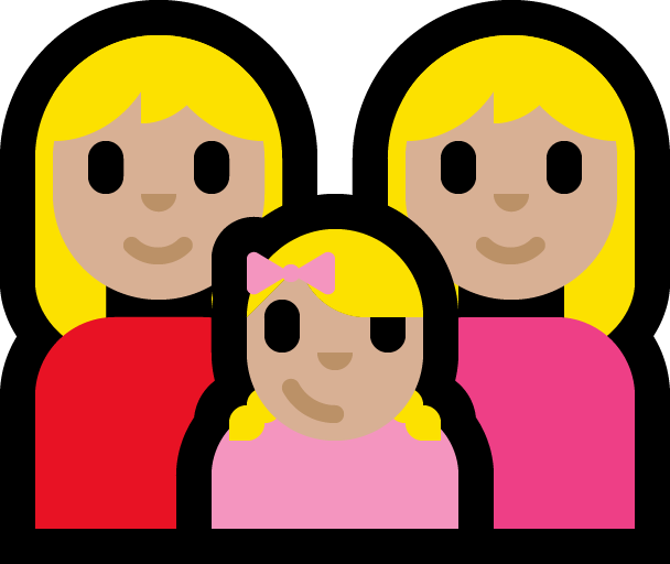 Familie - Vrouw: Middellichte Huidskleur, Vrouw: Middellichte Huidskleur, Meisje: Middellichte Huidskleur