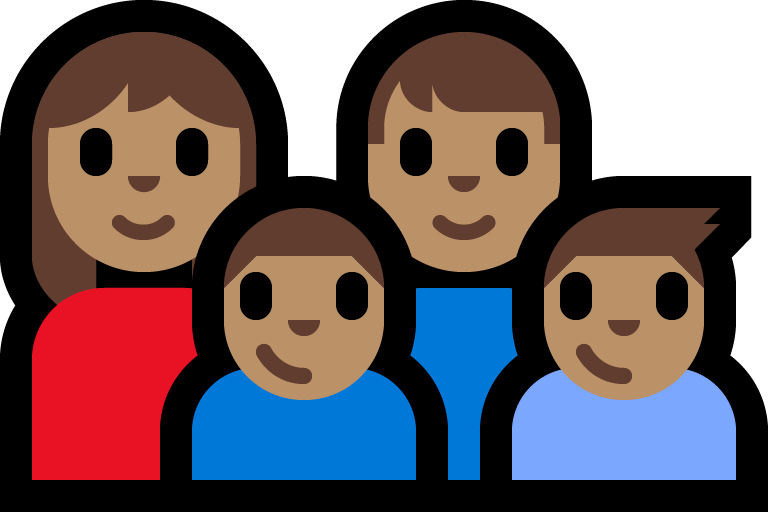 Familie - Vrouw: Gemiddelde Huidskleur, Man: Gemiddelde Huidskleur, Jongen: Gemiddelde Huidskleur, Jongen: Gemiddelde Huidskleur