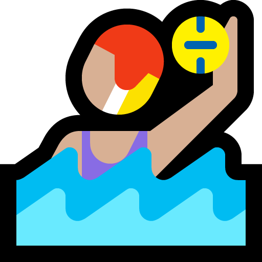 Vrouw die waterpolo speelt: Middellichte Huidskleur