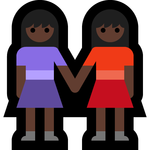 Vrouwen hand in hand: Donkere Huidskleur