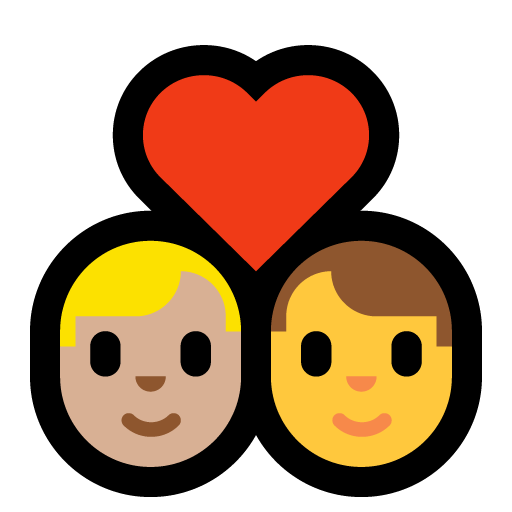 Pasangan dengan hati - Pria: Warna Kulit Cerah-Sedang, Pria: Tanpa Warna Kulit