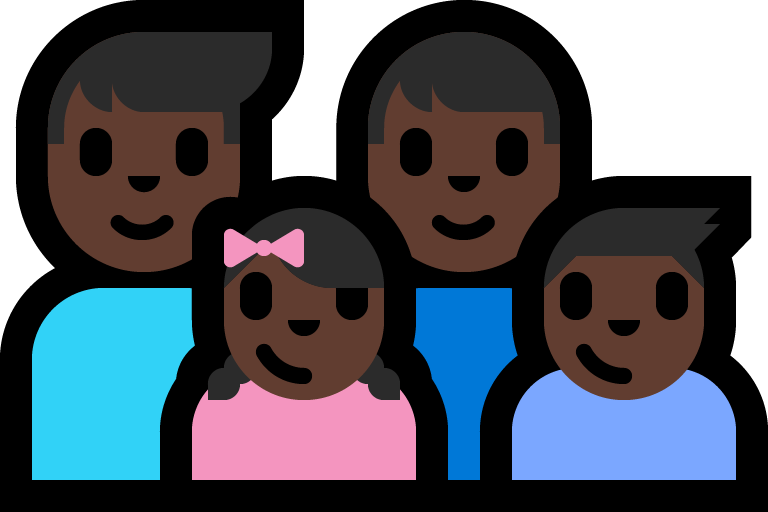 Keluarga - Pria: Warna Kulit Gelap, Pria: Warna Kulit Gelap, Anak perempuan: Warna Kulit Gelap, Anak laki-laki: Warna Kulit Gelap