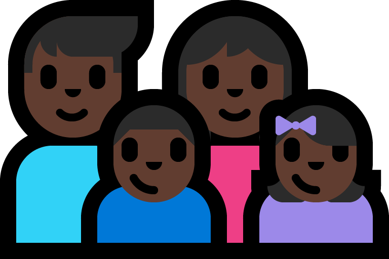 Keluarga - Pria: Warna Kulit Gelap, Wanita: Warna Kulit Gelap, Anak laki-laki: Warna Kulit Gelap, Anak perempuan: Warna Kulit Gelap