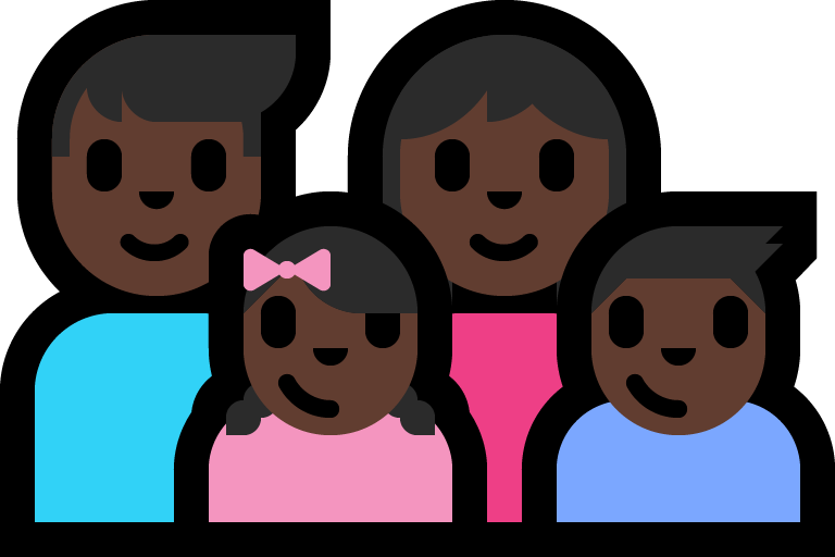 Keluarga - Pria: Warna Kulit Gelap, Wanita: Warna Kulit Gelap, Anak perempuan: Warna Kulit Gelap, Anak laki-laki: Warna Kulit Gelap