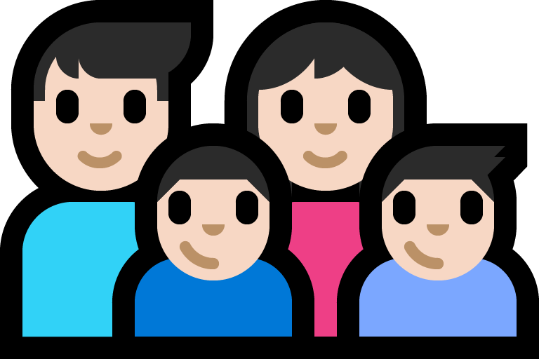 Keluarga - Pria: Warna Kulit Cerah, Wanita: Warna Kulit Cerah, Anak laki-laki: Warna Kulit Cerah, Anak laki-laki: Warna Kulit Cerah