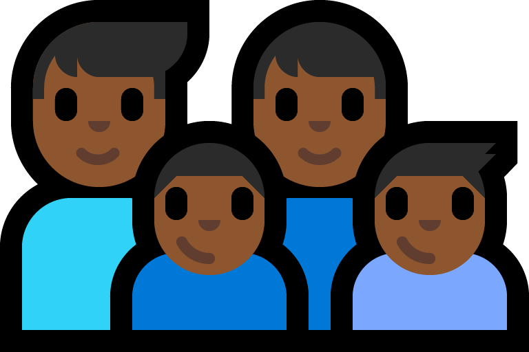 Keluarga - Pria: Warna Kulit Gelap-Sedang, Pria: Warna Kulit Gelap-Sedang, Anak laki-laki: Warna Kulit Gelap-Sedang, Anak laki-laki: Warna Kulit Gelap-Sedang