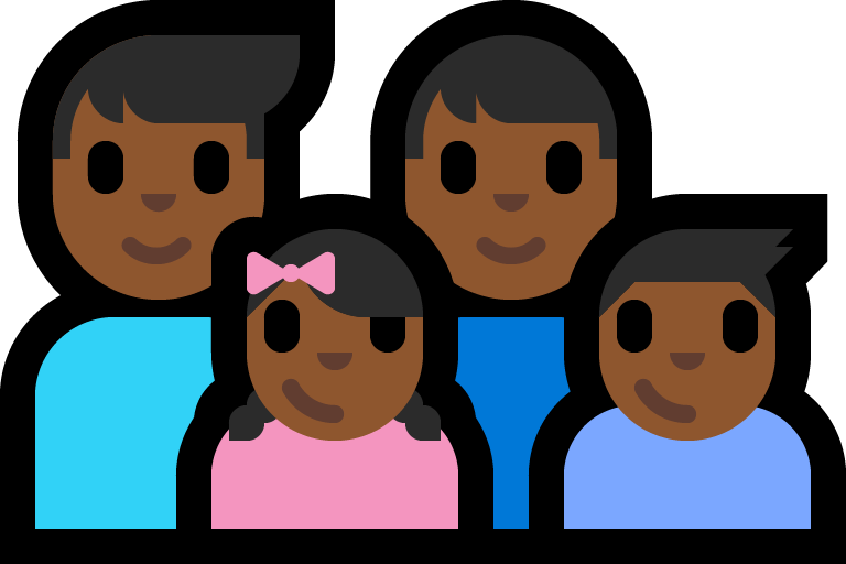 Keluarga - Pria: Warna Kulit Gelap-Sedang, Pria: Warna Kulit Gelap-Sedang, Anak perempuan: Warna Kulit Gelap-Sedang, Anak laki-laki: Warna Kulit Gelap-Sedang