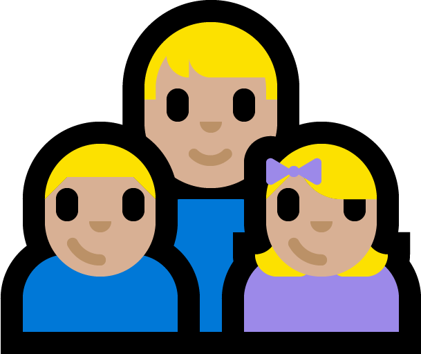 Keluarga - Pria: Warna Kulit Cerah-Sedang, Anak laki-laki: Warna Kulit Cerah-Sedang, Anak perempuan: Warna Kulit Cerah-Sedang