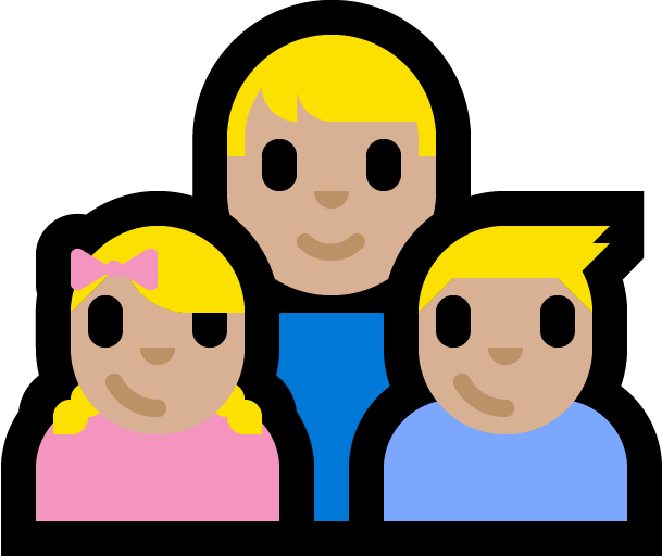 Keluarga - Pria: Warna Kulit Cerah-Sedang, Anak perempuan: Warna Kulit Cerah-Sedang, Anak laki-laki: Warna Kulit Cerah-Sedang