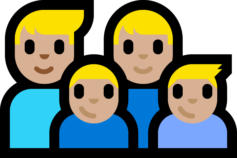 Keluarga - Pria: Warna Kulit Cerah-Sedang, Pria: Warna Kulit Cerah-Sedang, Anak laki-laki: Warna Kulit Cerah-Sedang, Anak laki-laki: Warna Kulit Cerah-Sedang