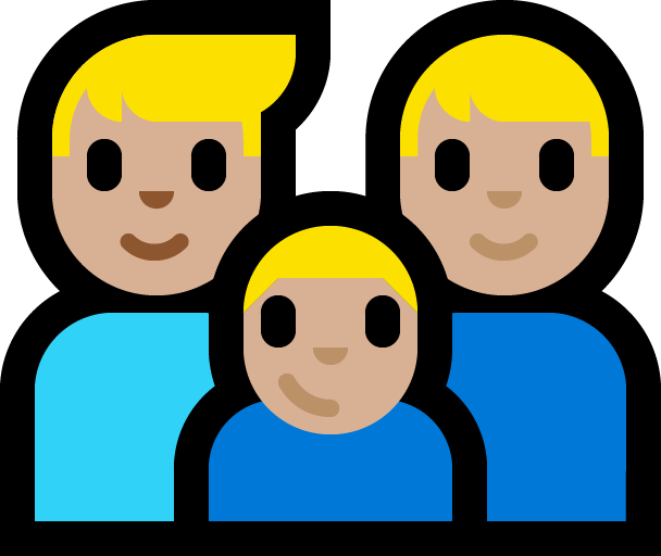 Keluarga - Pria: Warna Kulit Cerah-Sedang, Pria: Warna Kulit Cerah-Sedang, Anak laki-laki: Warna Kulit Cerah-Sedang