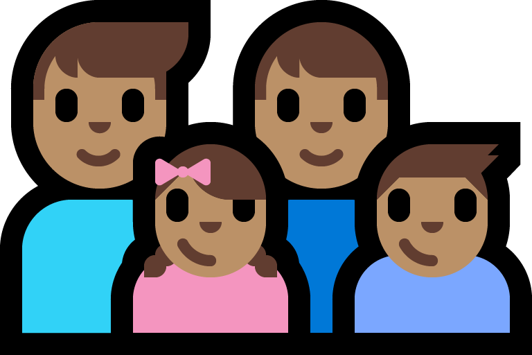 Keluarga - Pria: Warna Kulit Sedang, Pria: Warna Kulit Sedang, Anak perempuan: Warna Kulit Sedang, Anak laki-laki: Warna Kulit Sedang