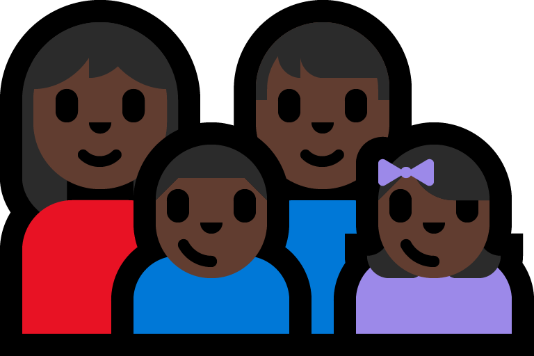 Keluarga - Wanita: Warna Kulit Gelap, Pria: Warna Kulit Gelap, Anak laki-laki: Warna Kulit Gelap, Anak perempuan: Warna Kulit Gelap
