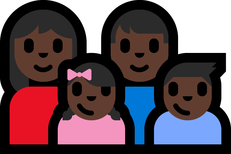 Keluarga - Wanita: Warna Kulit Gelap, Pria: Warna Kulit Gelap, Anak perempuan: Warna Kulit Gelap, Anak laki-laki: Warna Kulit Gelap