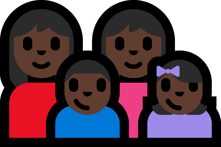 Keluarga - Wanita: Warna Kulit Gelap, Wanita: Warna Kulit Gelap, Anak laki-laki: Warna Kulit Gelap, Anak perempuan: Warna Kulit Gelap