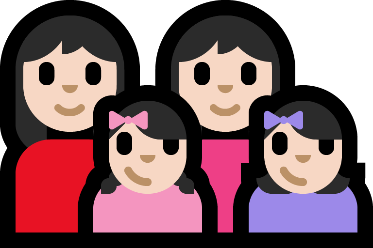 Keluarga - Wanita: Warna Kulit Cerah, Wanita: Warna Kulit Cerah, Anak perempuan: Warna Kulit Cerah, Anak perempuan: Warna Kulit Cerah