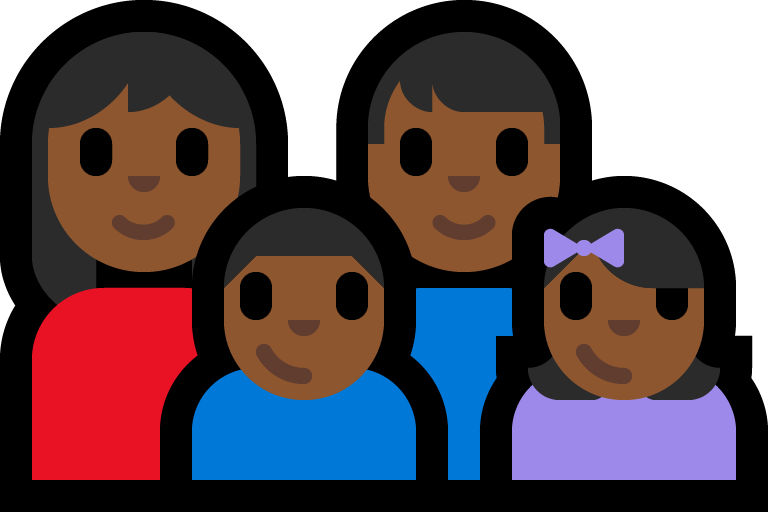 Keluarga - Wanita: Warna Kulit Gelap-Sedang, Pria: Warna Kulit Gelap-Sedang, Anak laki-laki: Warna Kulit Gelap-Sedang, Anak perempuan: Warna Kulit Gelap-Sedang