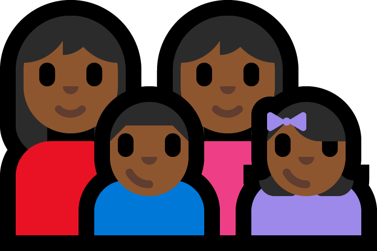 Keluarga - Wanita: Warna Kulit Gelap-Sedang, Wanita: Warna Kulit Gelap-Sedang, Anak laki-laki: Warna Kulit Gelap-Sedang, Anak perempuan: Warna Kulit Gelap-Sedang