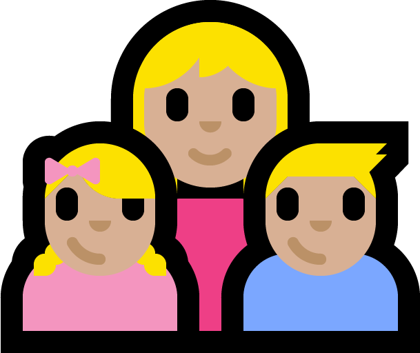 Keluarga - Wanita: Warna Kulit Cerah-Sedang, Anak perempuan: Warna Kulit Cerah-Sedang, Anak laki-laki: Warna Kulit Cerah-Sedang