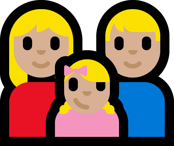 Keluarga - Wanita: Warna Kulit Cerah-Sedang, Pria: Warna Kulit Cerah-Sedang, Anak perempuan: Warna Kulit Cerah-Sedang