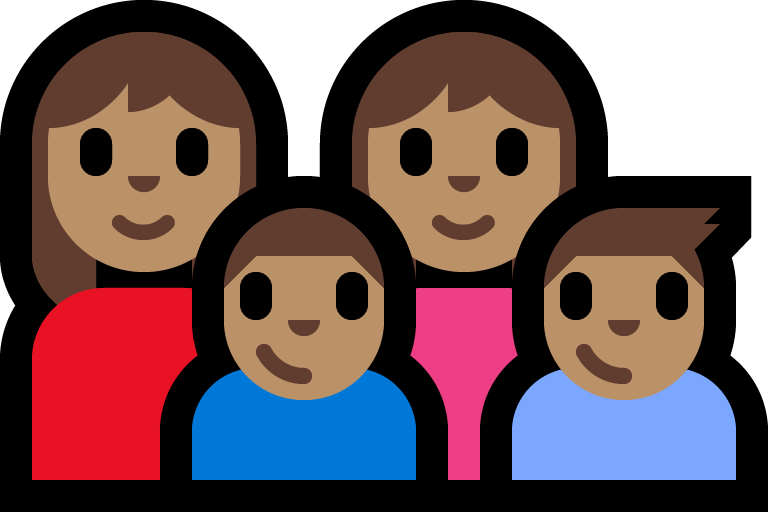 Keluarga - Wanita: Warna Kulit Sedang, Wanita: Warna Kulit Sedang, Anak laki-laki: Warna Kulit Sedang, Anak laki-laki: Warna Kulit Sedang