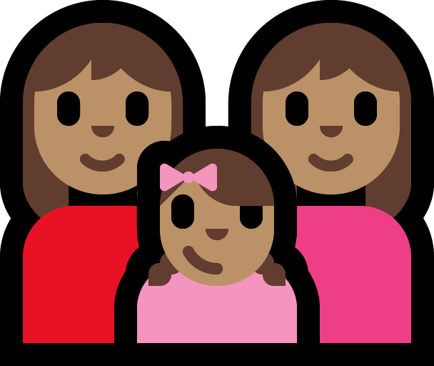 Keluarga - Wanita: Warna Kulit Sedang, Wanita: Warna Kulit Sedang, Anak perempuan: Warna Kulit Sedang