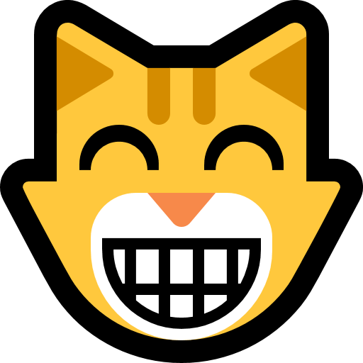 Wajah kucing gembira dengan mata bahagia