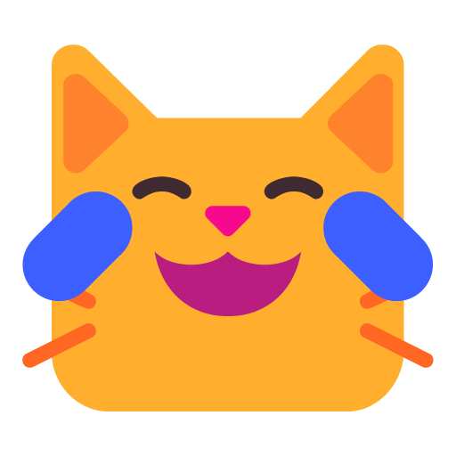 Wajah kucing gembira berurai air mata