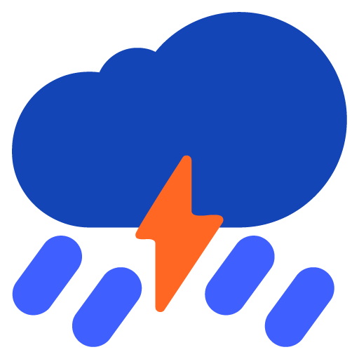 Nube Con Rayo Y Lluvia