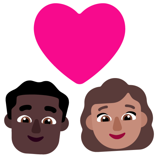 Pasangan dengan hati - Pria: Warna Kulit Gelap, Wanita: Warna Kulit Sedang