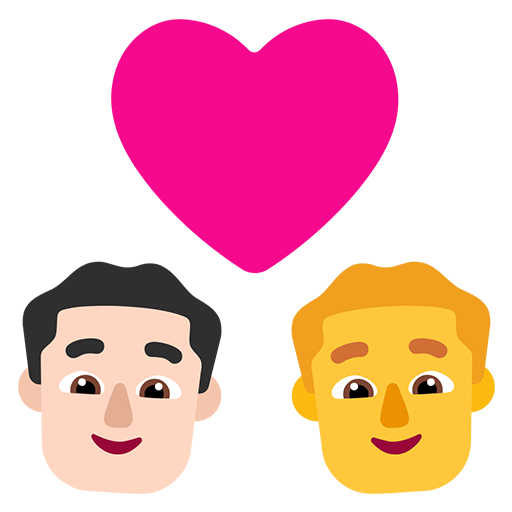 Pasangan dengan hati - Pria: Warna Kulit Cerah, Pria: Tanpa Warna Kulit