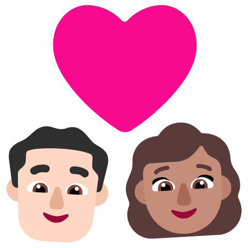 Pasangan dengan hati - Pria: Warna Kulit Cerah, Wanita: Warna Kulit Sedang