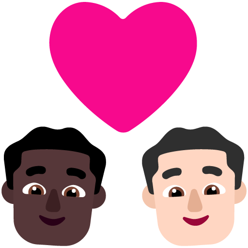 Pasangan dengan hati: Pria, Pria, Warna Kulit Gelap, Warna Kulit Cerah