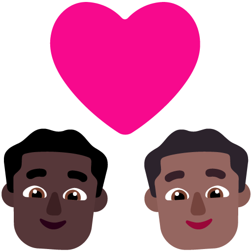 Pasangan dengan hati: Pria, Pria, Warna Kulit Gelap, Warna Kulit Gelap-Sedang