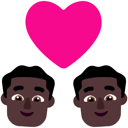 Pasangan dengan hati: Pria, Pria, Warna Kulit Gelap