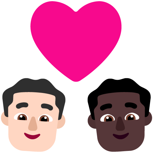 Pasangan dengan hati: Pria, Pria, Warna Kulit Cerah, Warna Kulit Gelap