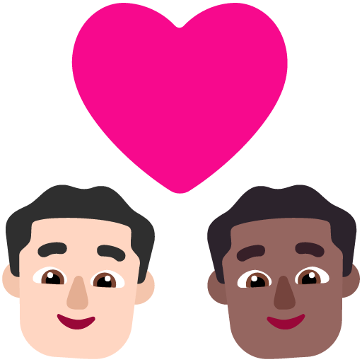 Pasangan dengan hati: Pria, Pria, Warna Kulit Cerah, Warna Kulit Gelap-Sedang