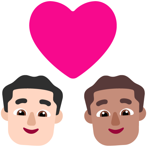 Pasangan dengan hati: Pria, Pria, Warna Kulit Cerah, Warna Kulit Sedang