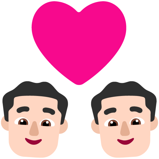 Pasangan dengan hati: Pria, Pria, Warna Kulit Cerah